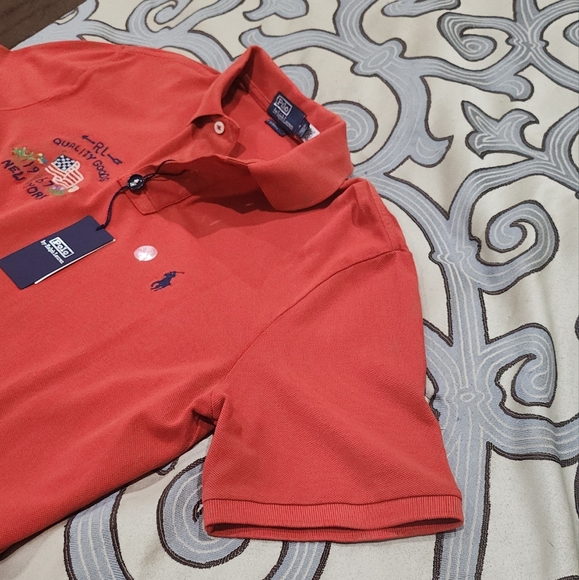 SOLD!!! $125 Polo Ralph Lauren Shirt  Red Classic Fit New York Flag 1967 Medium - Picture 7 of 8